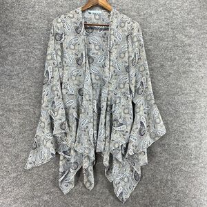 Maurices Top Women S/M Gray Paisley Open Front Long Sleeve Casual Breathable